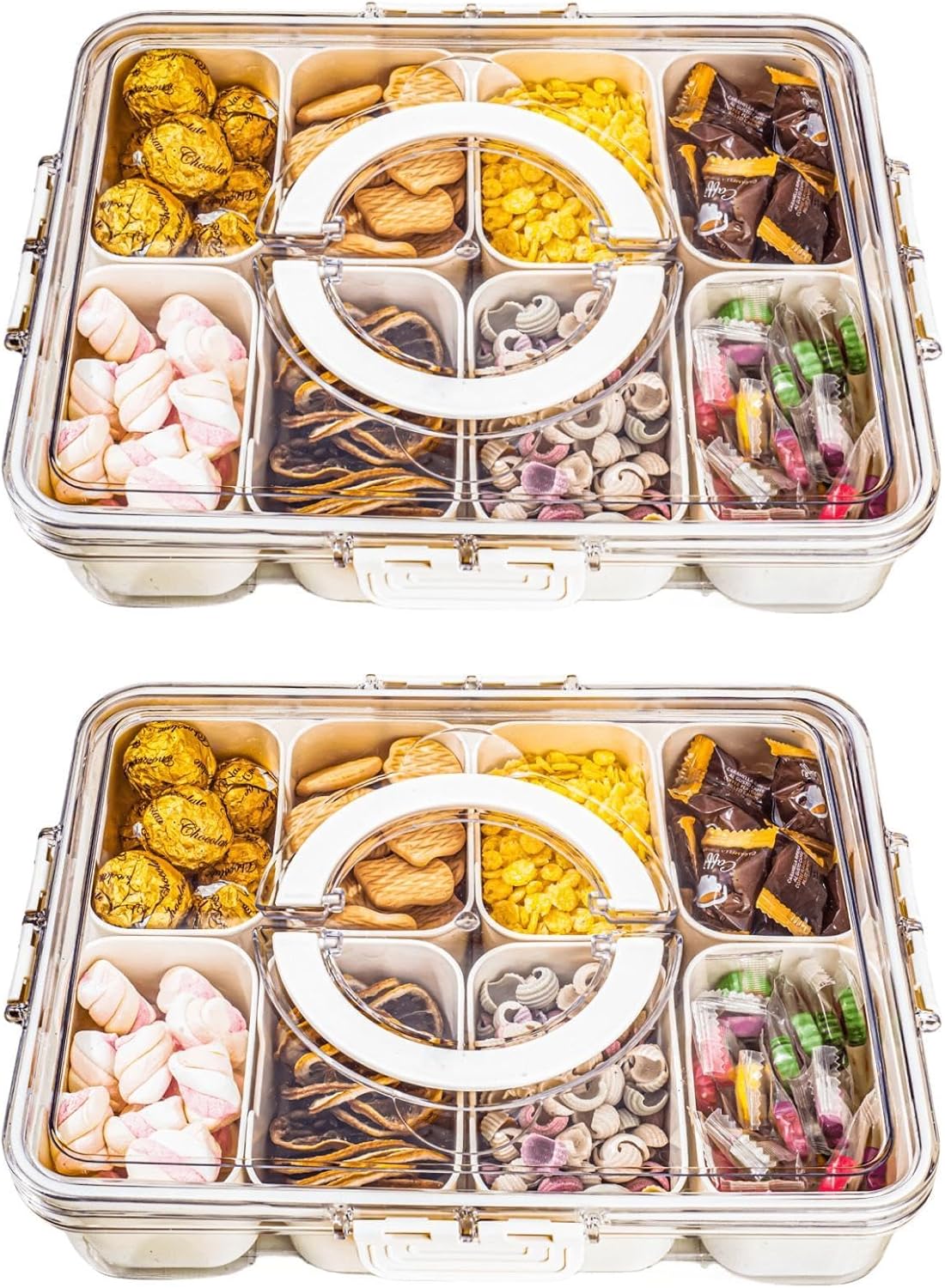 Divided Serving Tray with Handle for Snacks and Treats