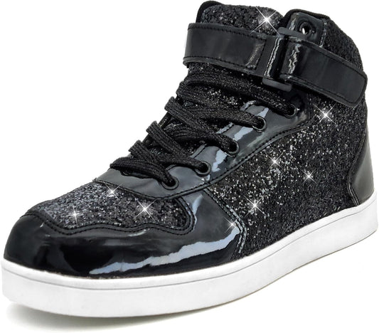 Wooowyet Glitter Shoes Kids High Top Sneakers for Parties
