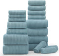 18 Piece Bath Towels Set - Soft, Highly Absorbent Family Towels
