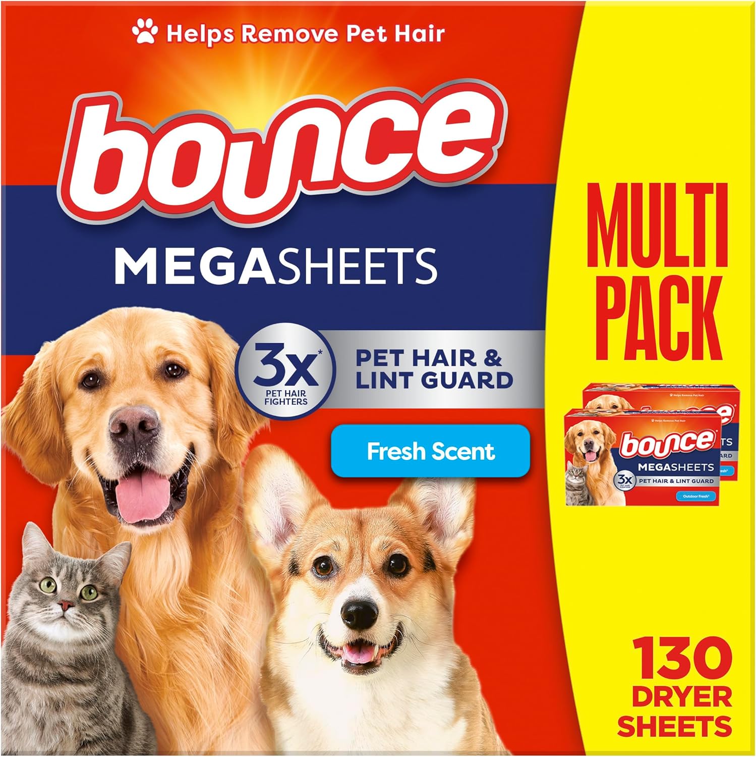Bounce 3X Pet Hair Fighters Mega Dryer Sheets