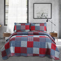 Plaid Quilt Set Twin Size Patchwork Bedspread - Soft Lightweight