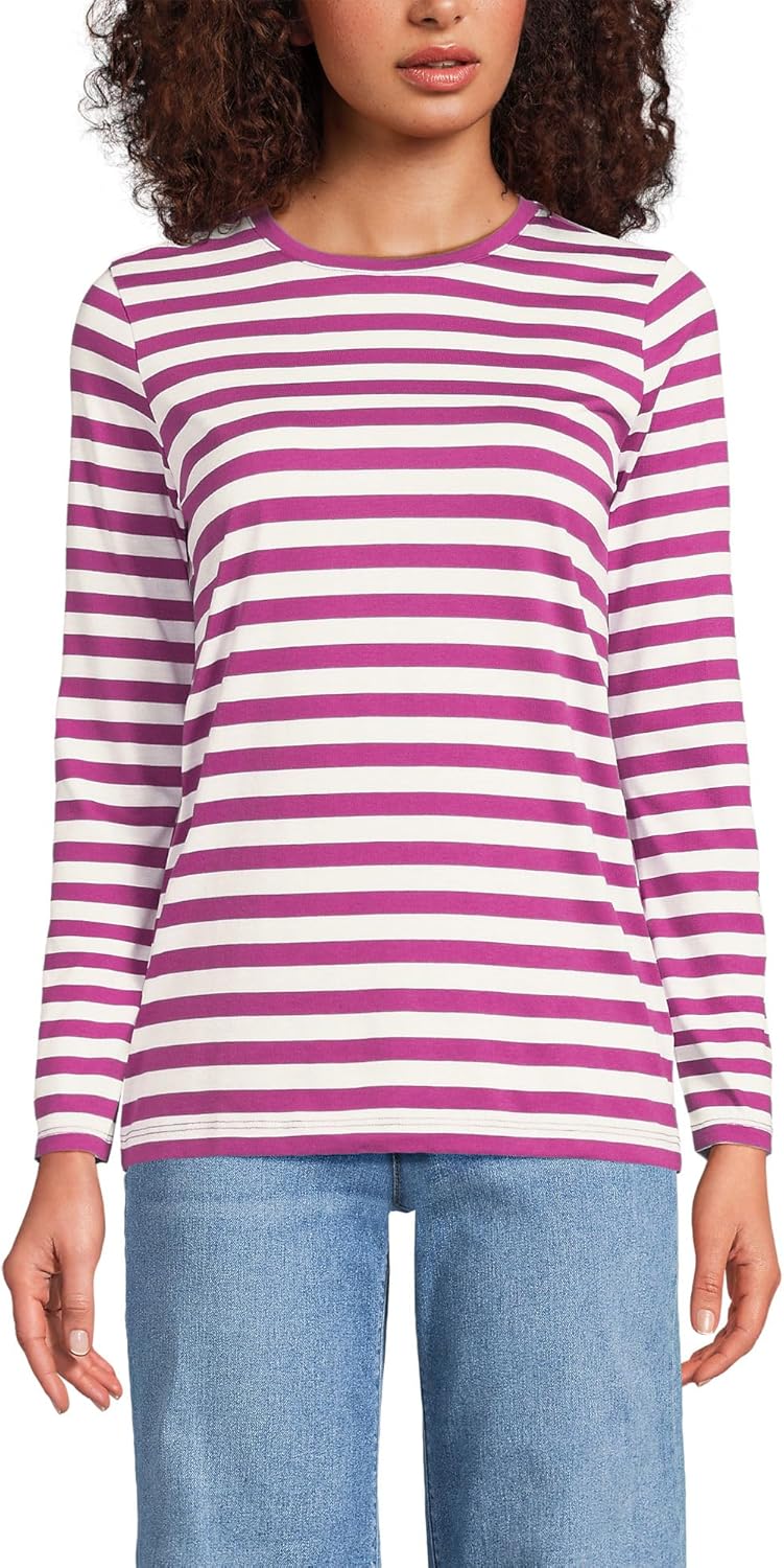 Relaxed Supima Cotton Long Sleeve Crew Neck T-Shirt for Women