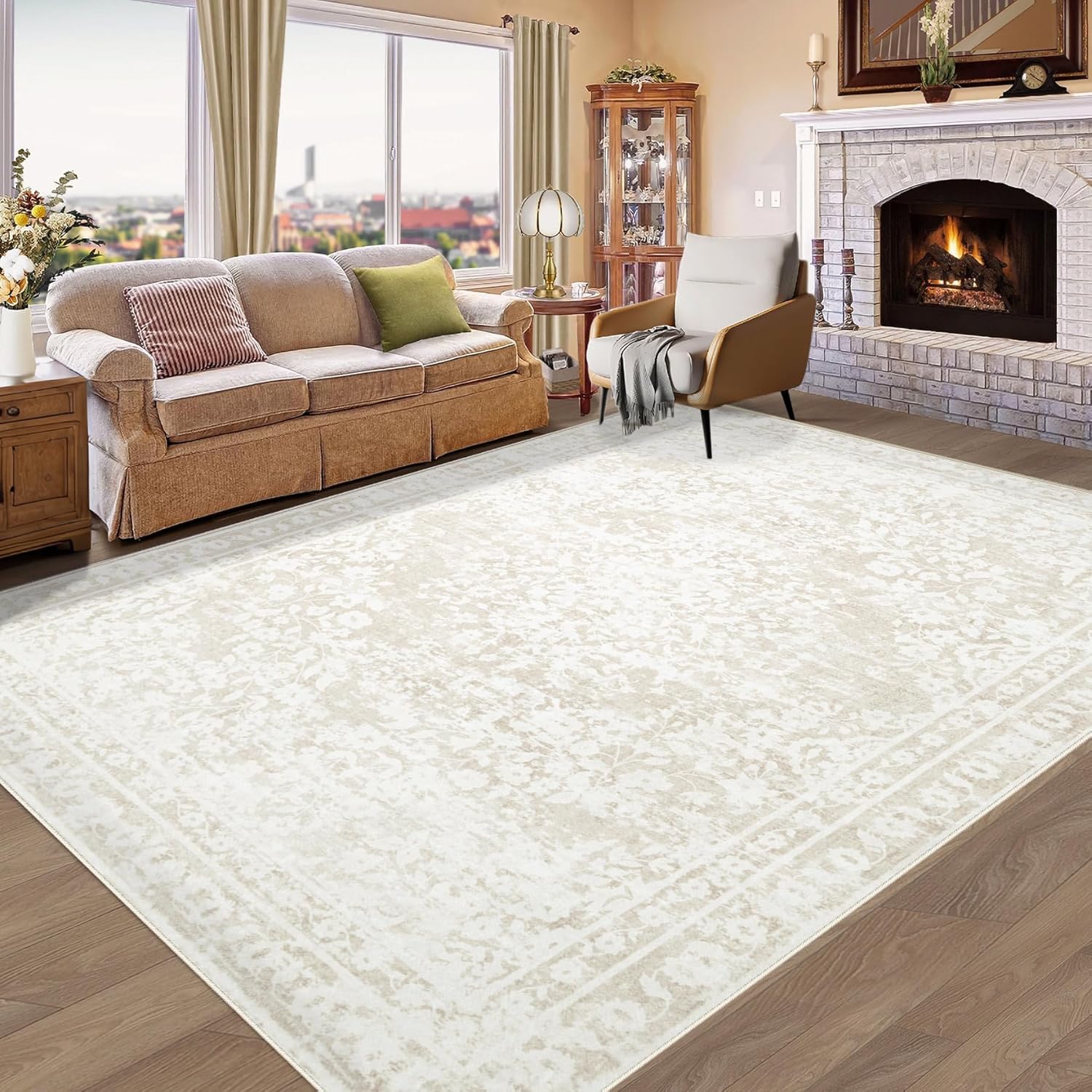 Vintage Living Room Area Rug - 6x9 Soft Non-Slip Boho Rug