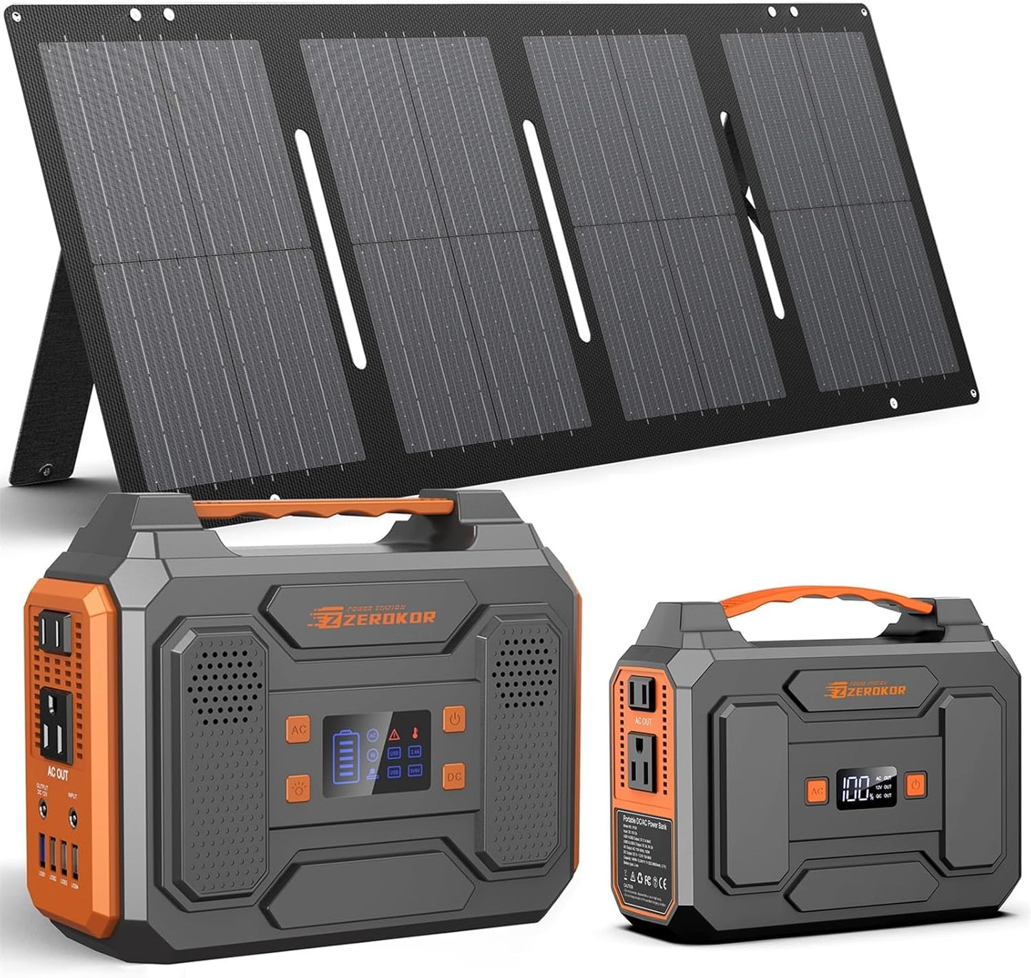 ZeroKor Portable Solar Power Station: 300W Generator & 60W Solar Panel Bag - Ultimate Power Solution!