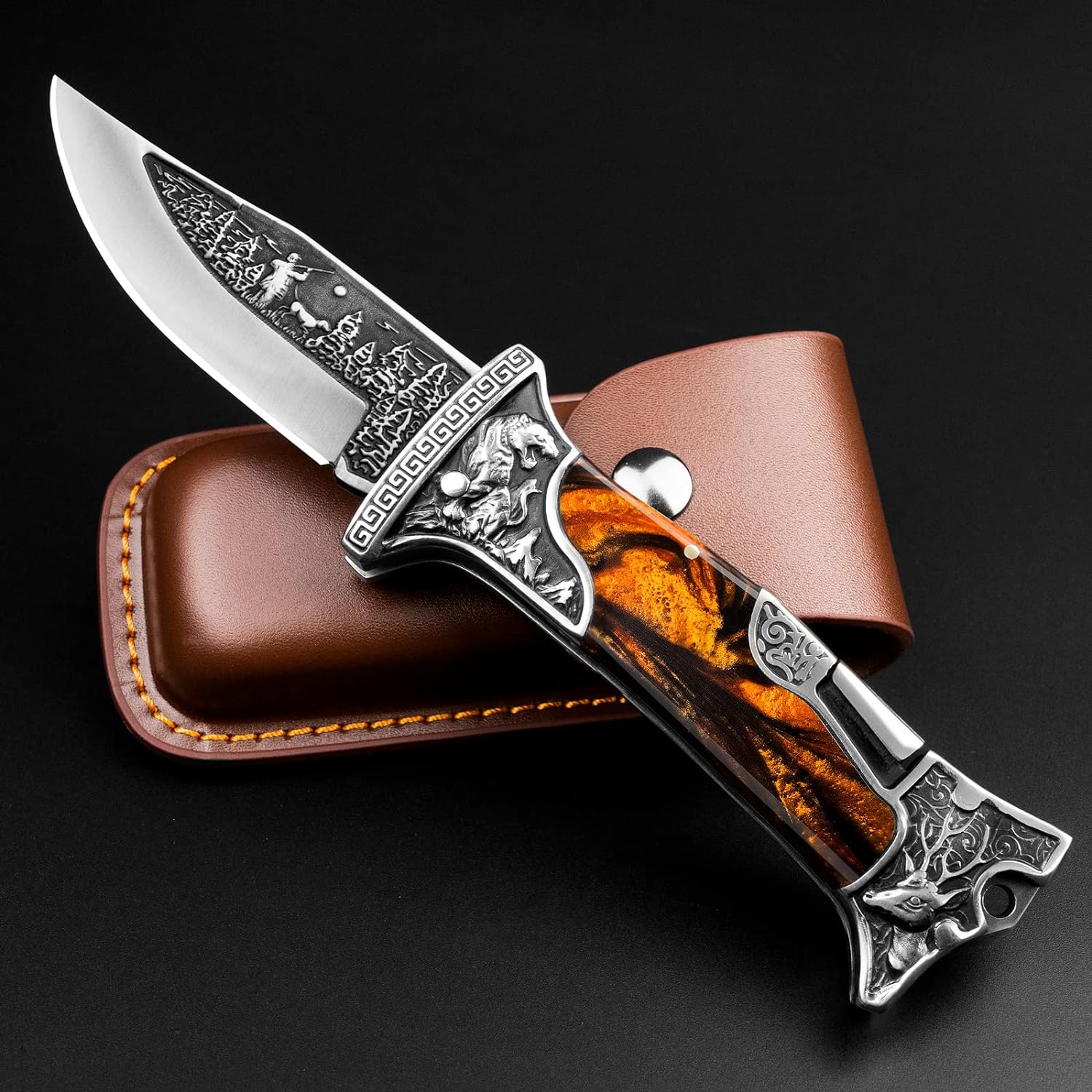 NedFoss TIGER ROAR Pocket Knife: Unique Folding Knife Gift