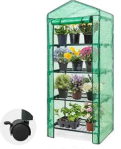 EAGLE PEAK Mini 4 Tier Greenhouse with Wheels for Easy Mobility