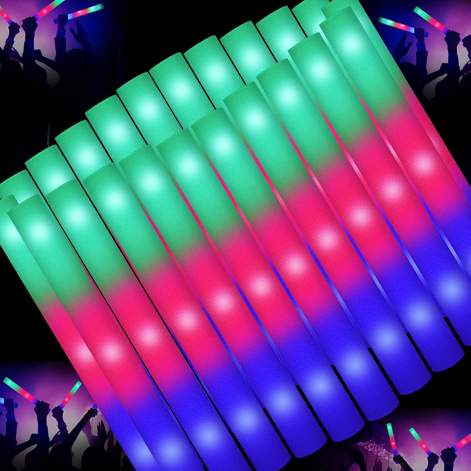 115 Pack LED Foam Glow Sticks for Parties and Events