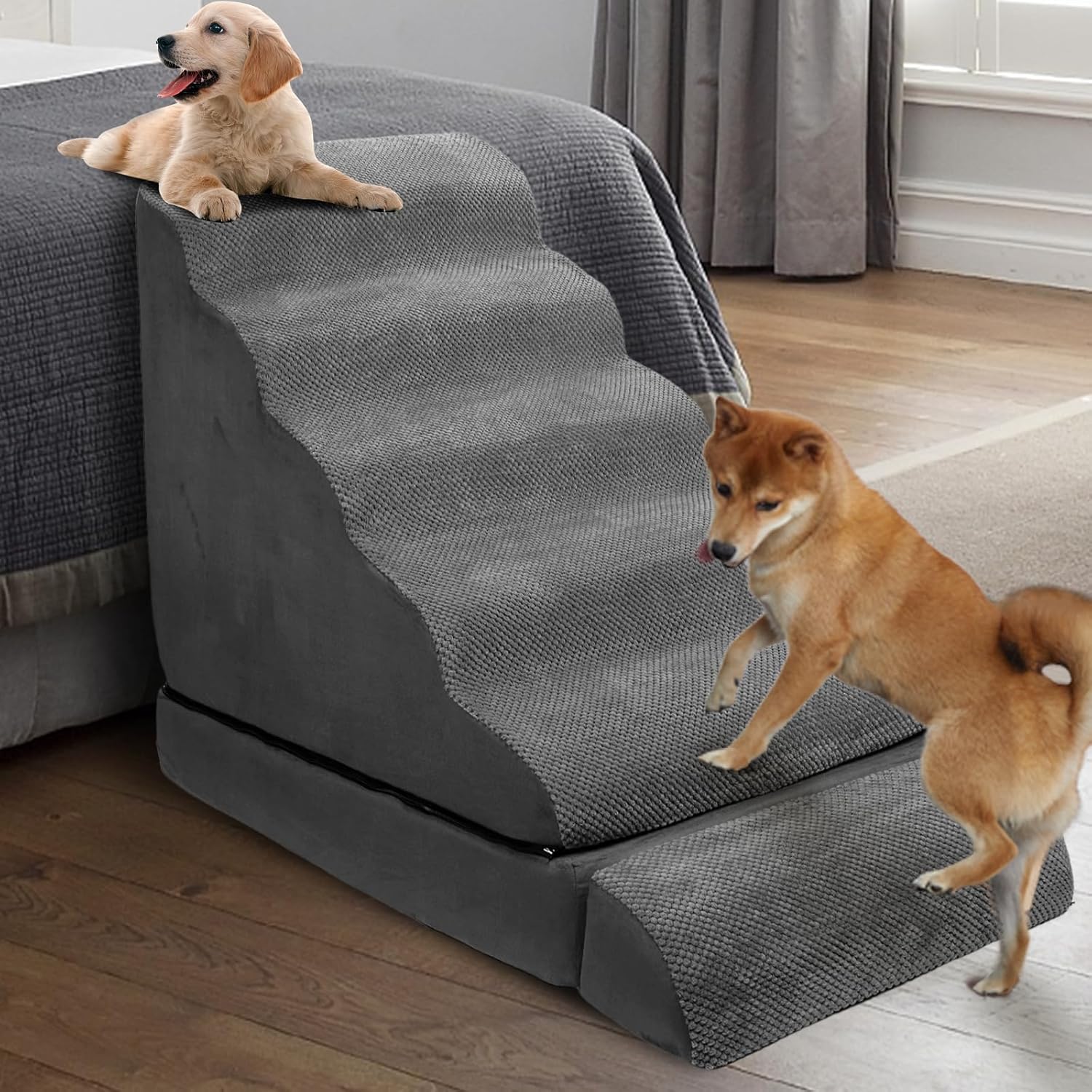 Soft Dog Stairs for High Beds 24-28 Inches Tall for Small Dogs