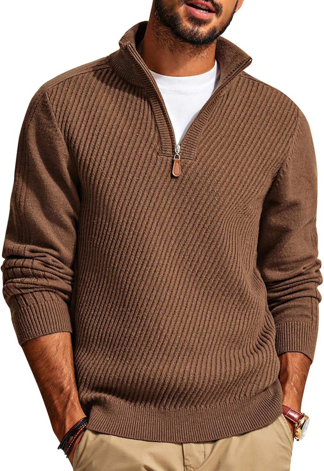 PJ PAUL JONES Mens Quarter Zip Pullover Sweater for All Occasions