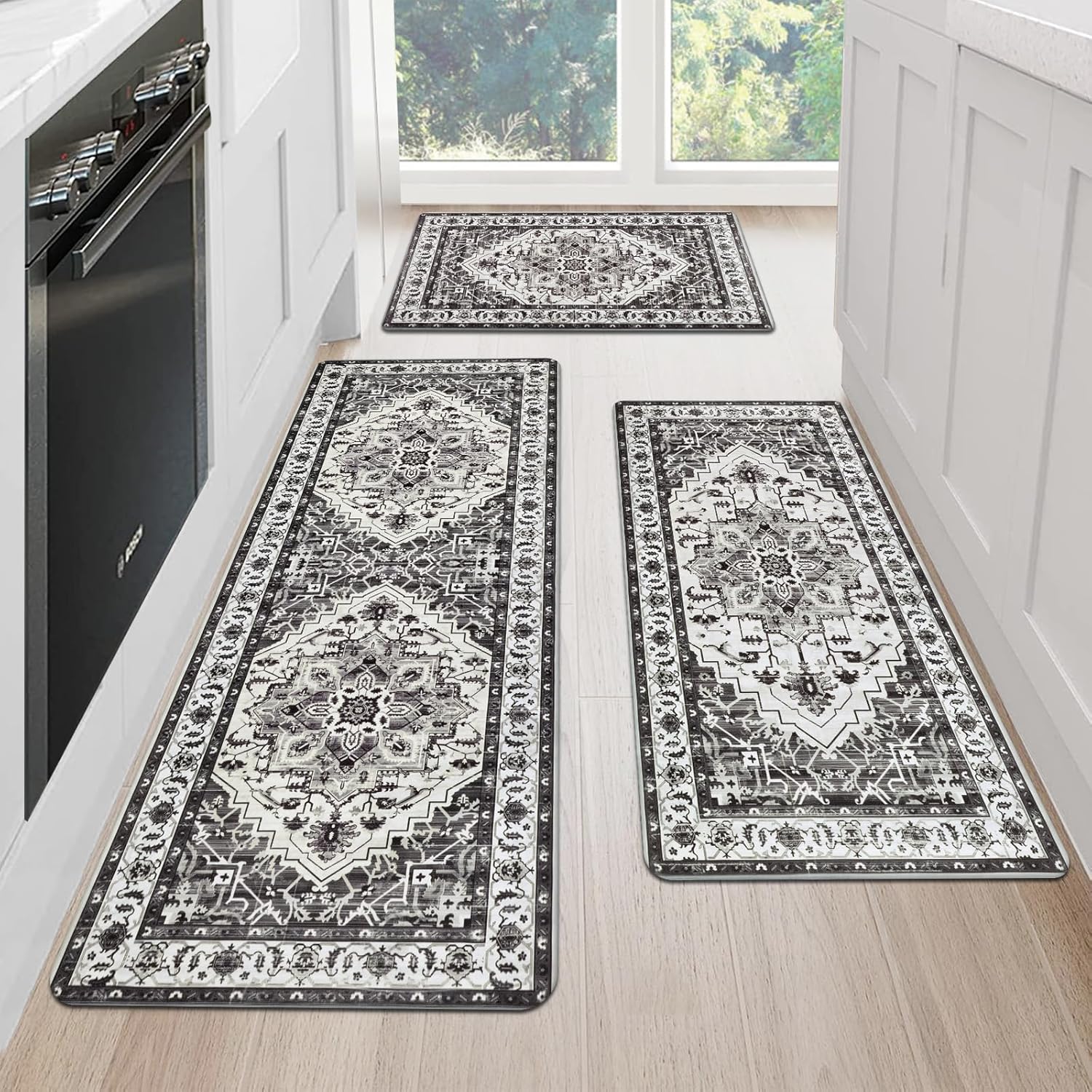 Cushioned Kitchen Rug Sets 3 Piece Anti Fatigue Mats for Comfort