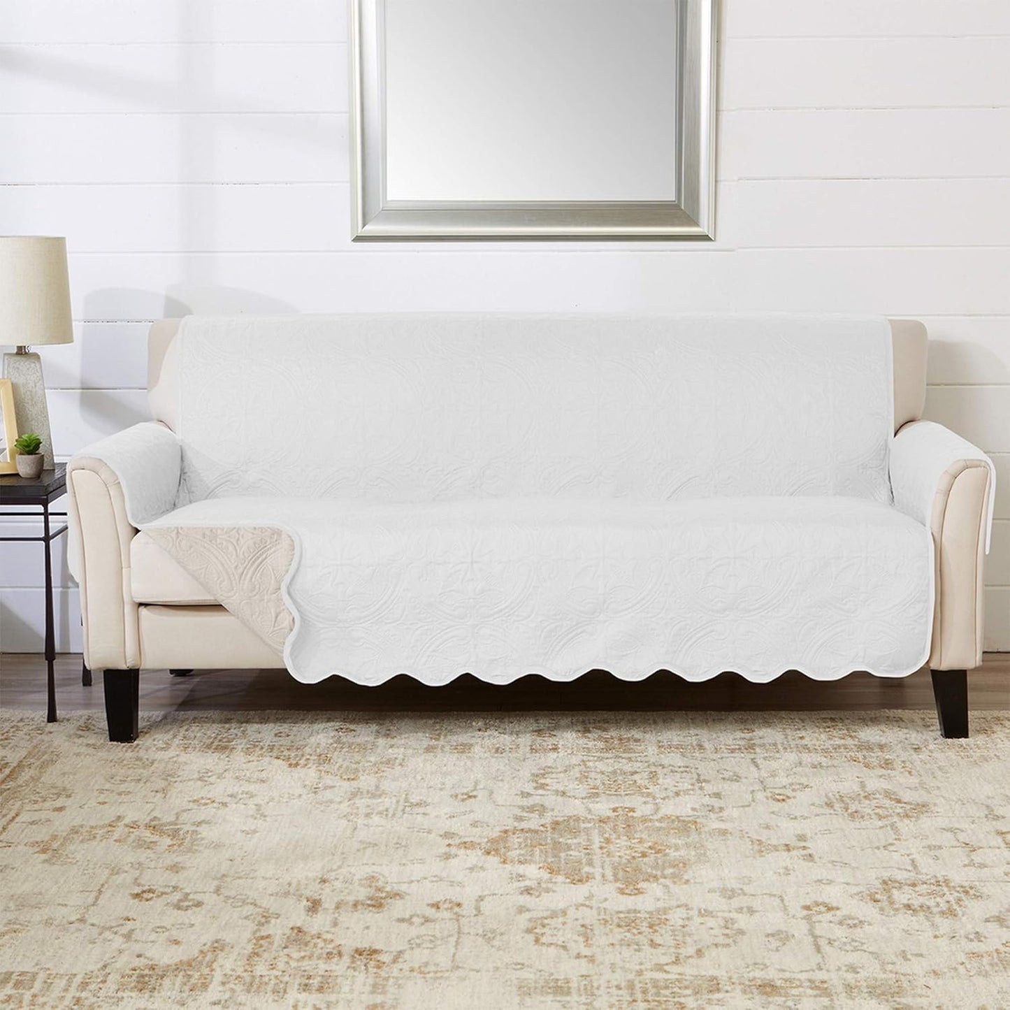 Great Bay Home Medallion Stitched Solid Furniture Protector