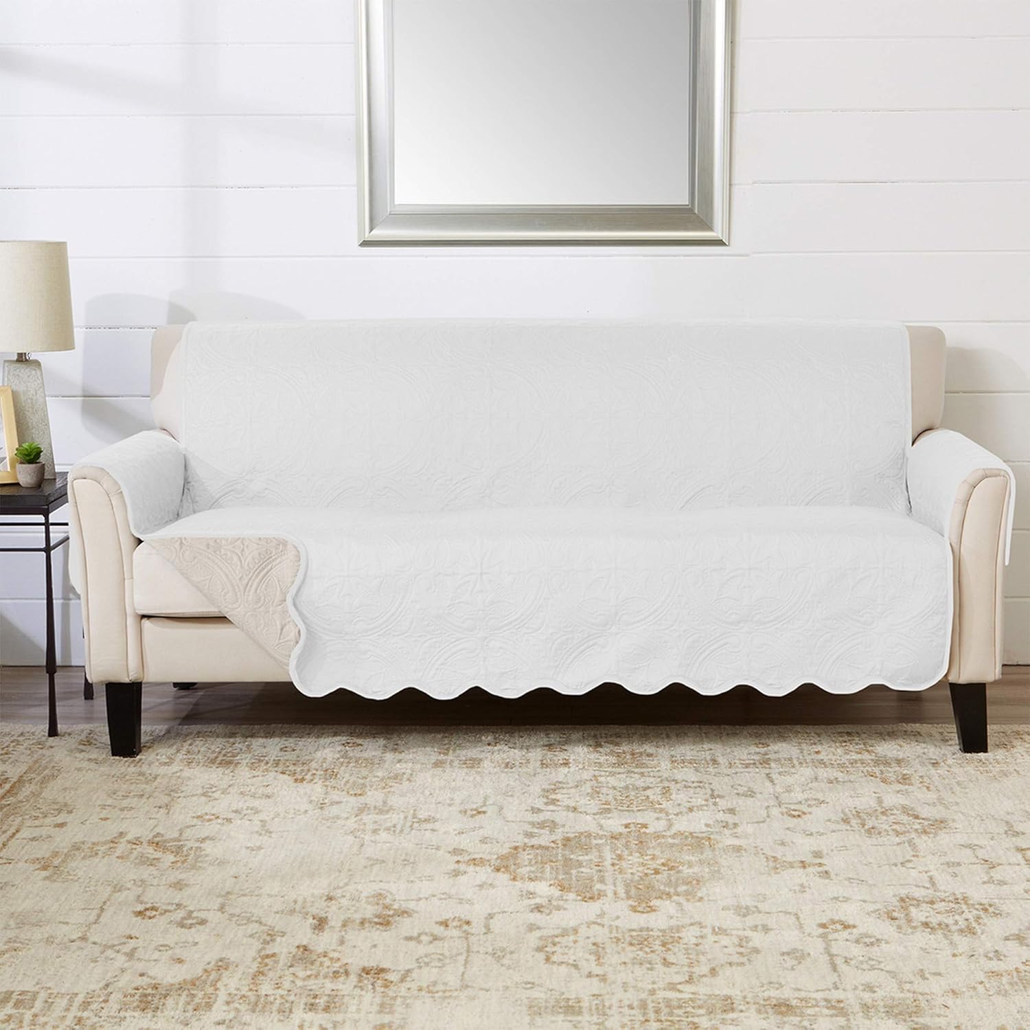 Great Bay Home Medallion Stitched Solid Furniture Protector