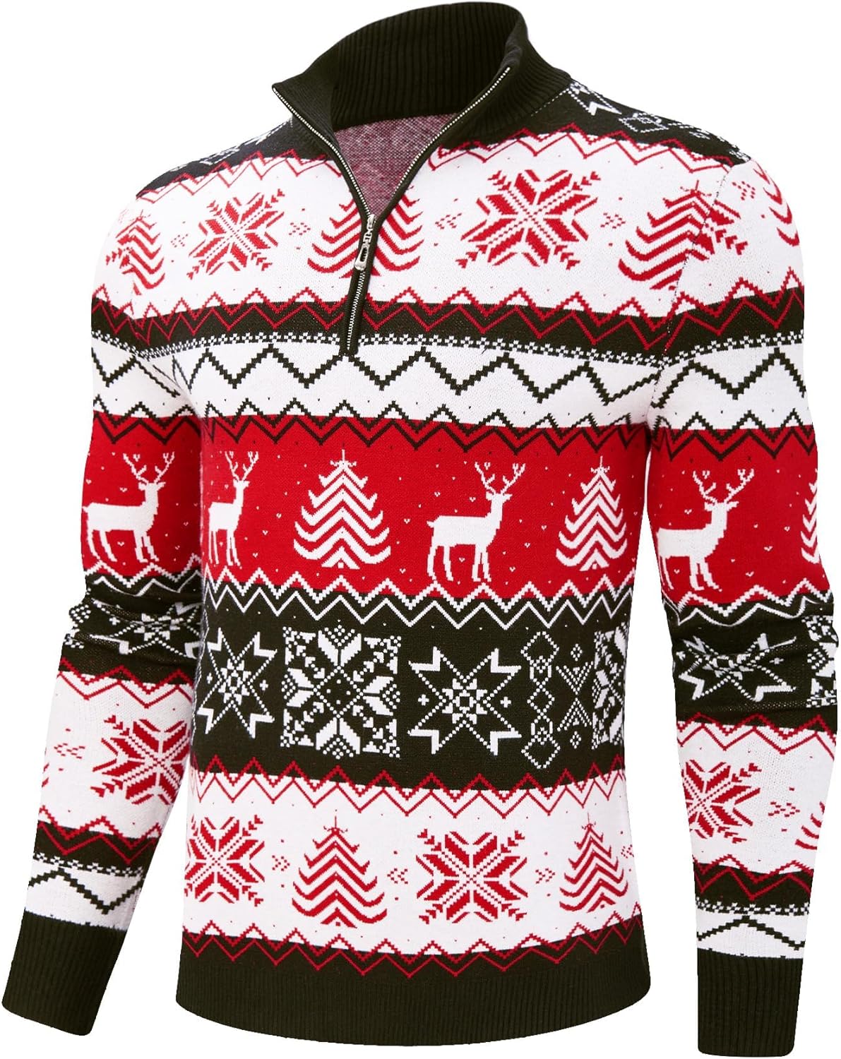 Belovecol Ugly Christmas Mens Quarter Zip Sweater for Style