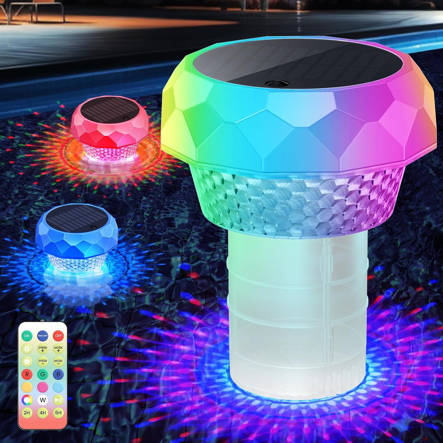 Solar Pool Chlorine Floater with Colorful Lights for Spa Use