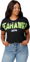 FOCO Women's NFL Team Logo Ladies Distressed Crop Top - Stylish Fit