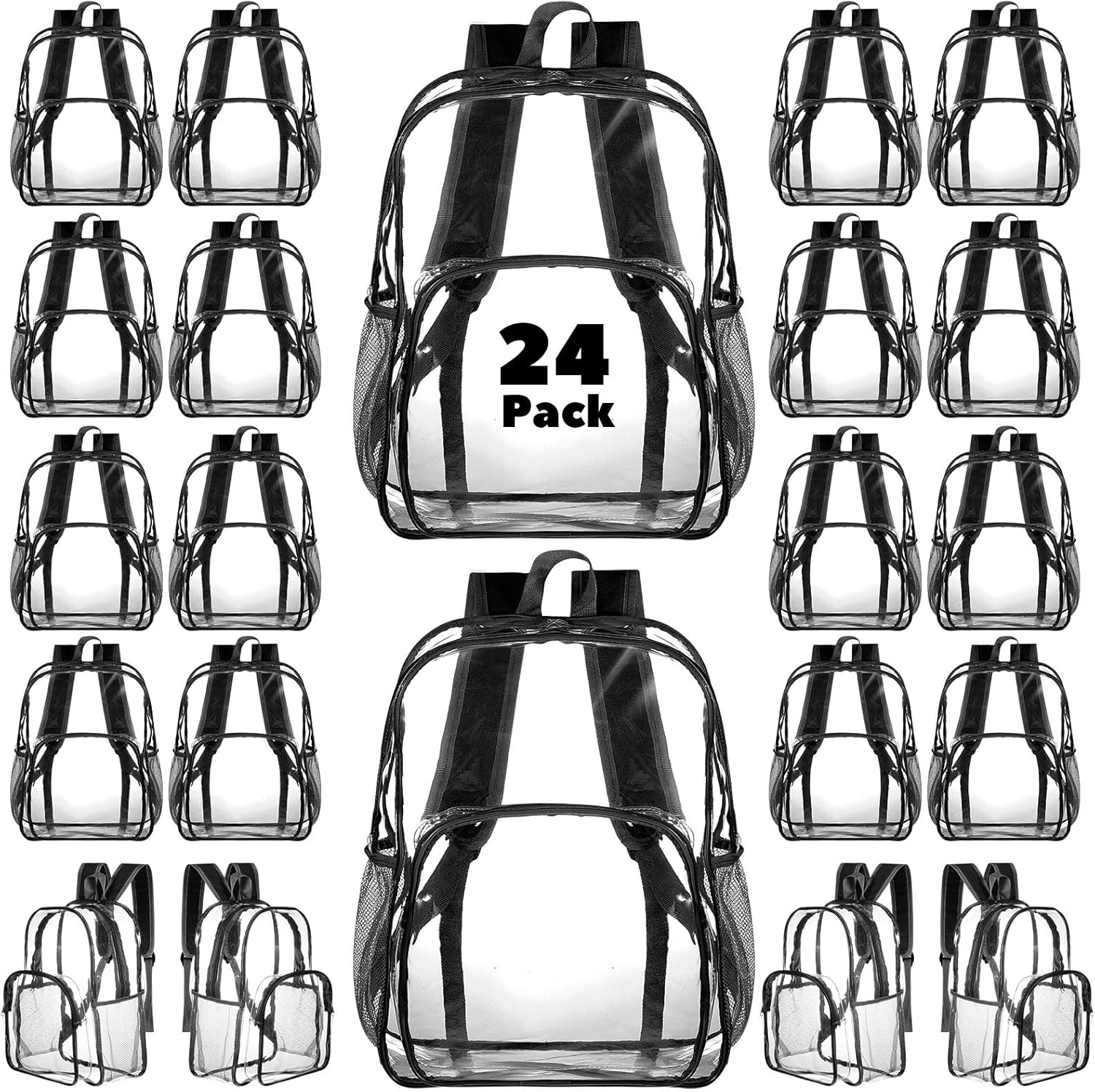 Amylove 24 Pcs Clear Backpack for Events Heavy Duty PVC