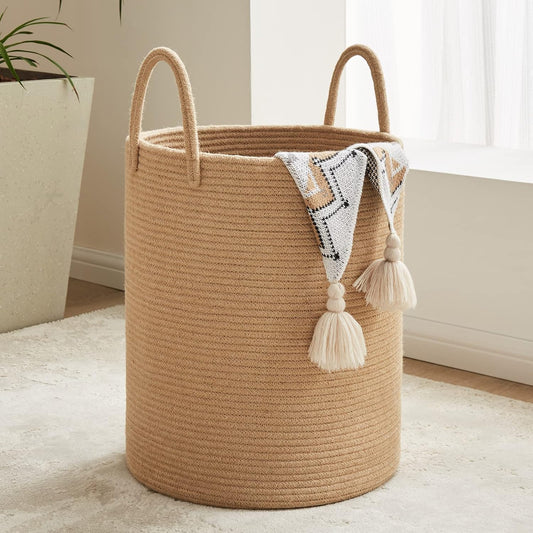 Large Woven Laundry Hamper for Organizing Clothes and Toys