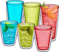 Insulated Plastic Tumblers Set of 6 - Double-Wall Cold-Drink Cups