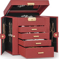 TORIBIO Jewelry Box for Women - 5-Tier Leather Organizer
