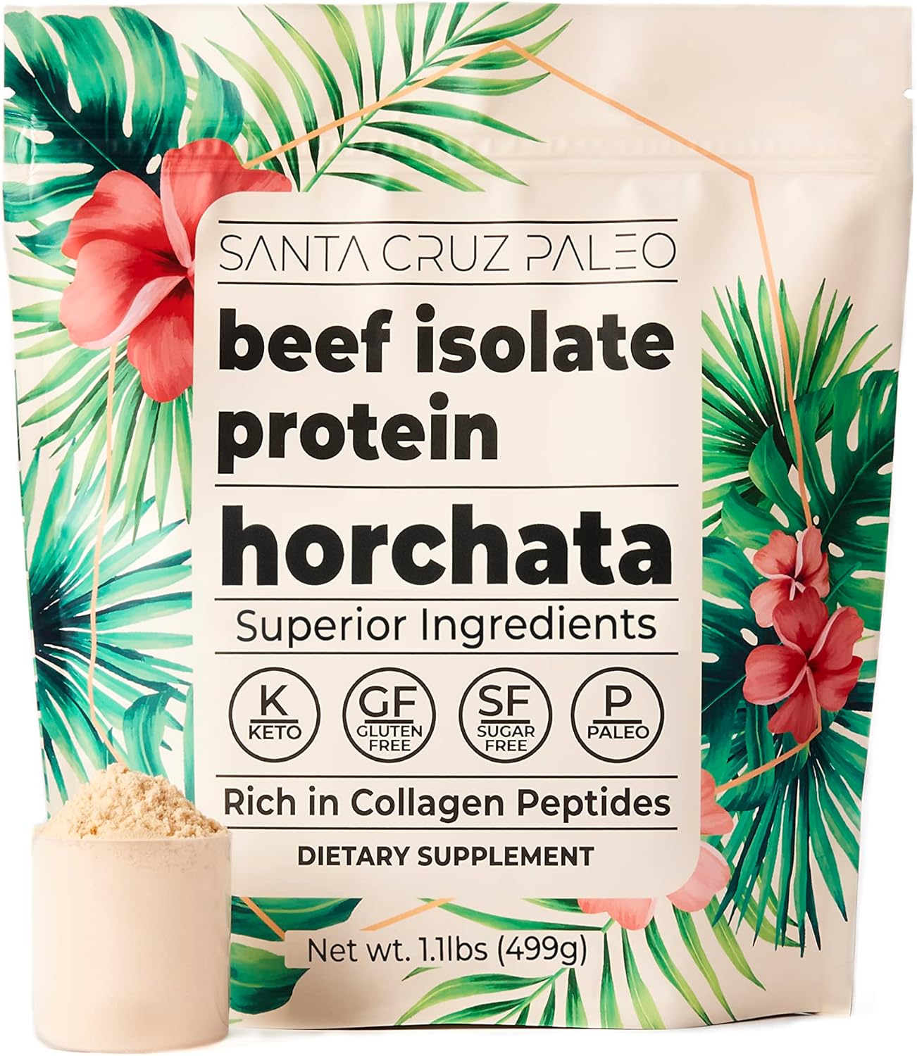 Santa Cruz Paleo Beef Isolate Protein Powder, Horchata Flavor