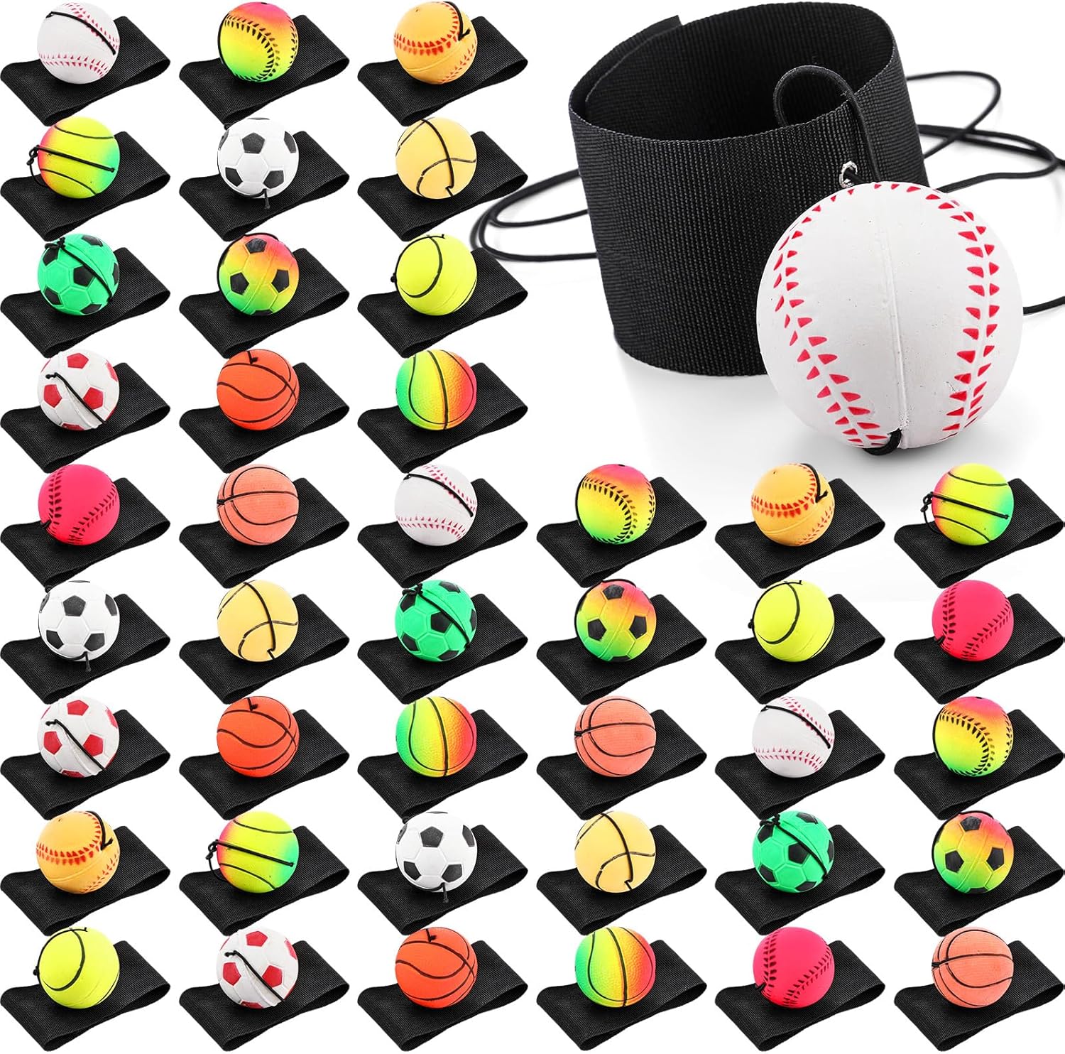 Skylety Wrist Return Ball 1.85ft' Rubber Sport Balls for Fun
