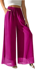 heipeiwa Chiffon Wide Leg Palazzo Pants - Flowing Beach Trousers