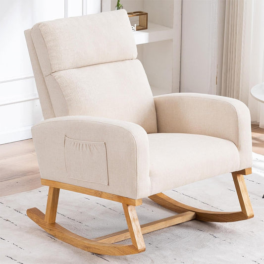 Nursery Rocking Chair with Solid Wood Legs for Modern Spaces