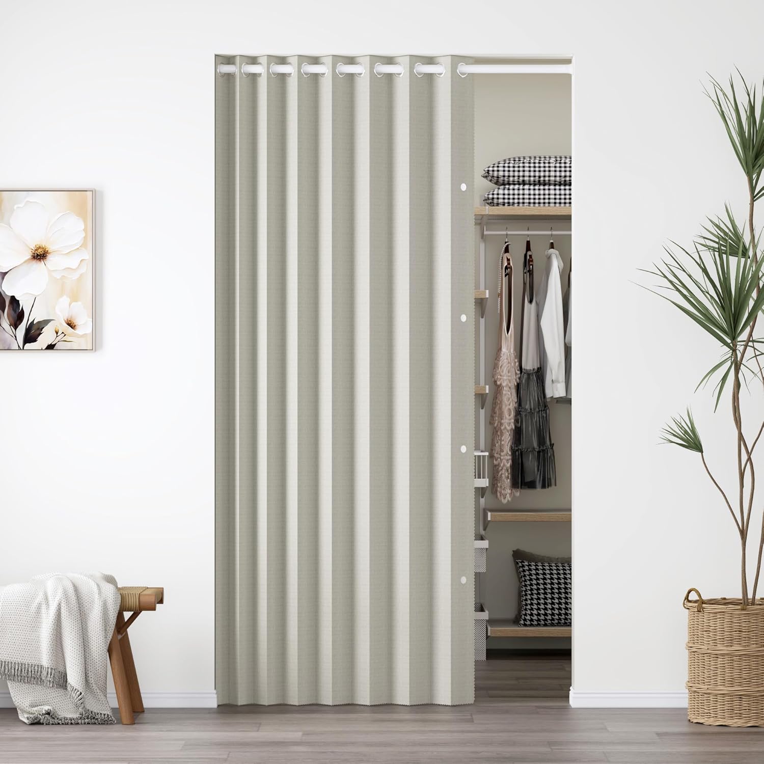 100% Blackout Magnetic Folding Door Curtain for Total Privacy