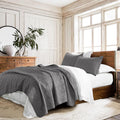 100% Cotton Quilt Set King Size Dark Grey - Soft, Breathable Coverlet