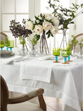 White Polyester Special Occasion Holiday Tablecloth Hemstitched Border