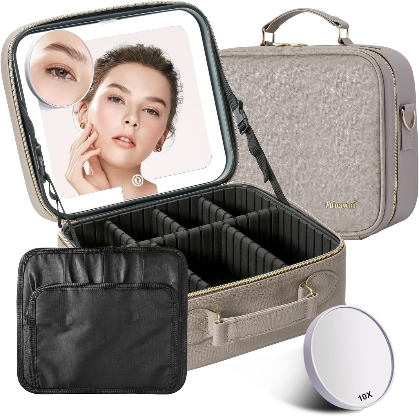 Mocado Travel Makeup Bag with LED Lighted Mirror and Storage