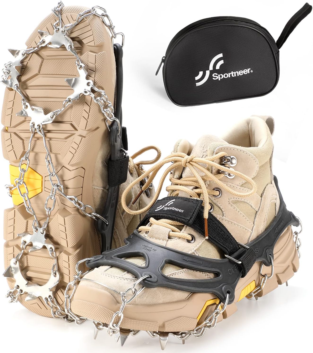 Sportneer Ice Cleats: 19 Spikes Anti-Slip Grip