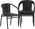 Flash Furniture Lila Rattan Stackable Dining Chairs - Set of 4
