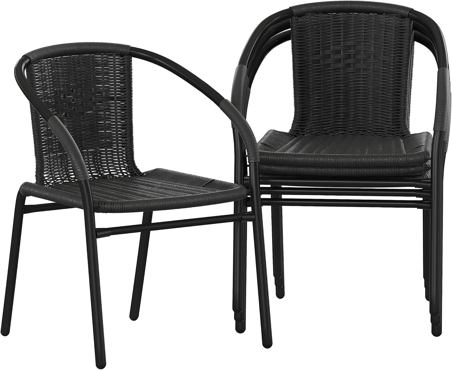Modern Rattan Indoor/Outdoor Stackable Dining Chairs Set of 4