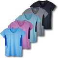 Women's Dry Fit V Neck Workout Top 5 Pack - Versatile Activewear Real