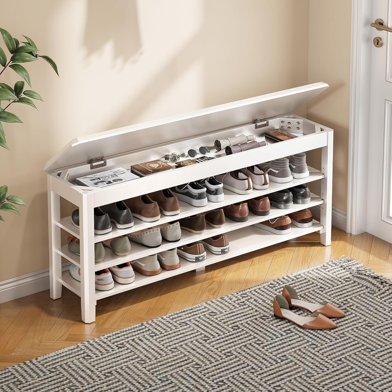 IUNVR Shoe Rack Bench Seat: Stylish 3-Tier Storage Solution