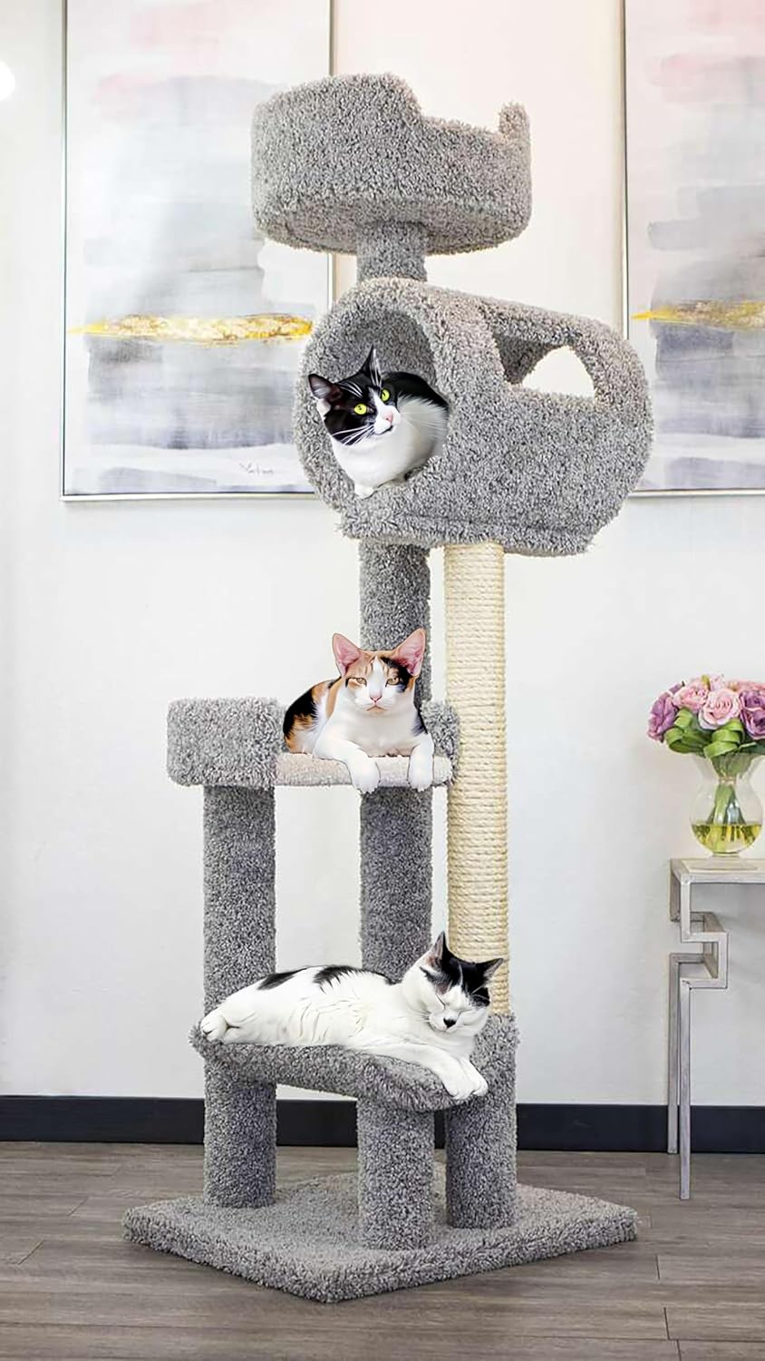 Solid Wood Cat Climbing Tower Cat Tree for Your Feline Friend