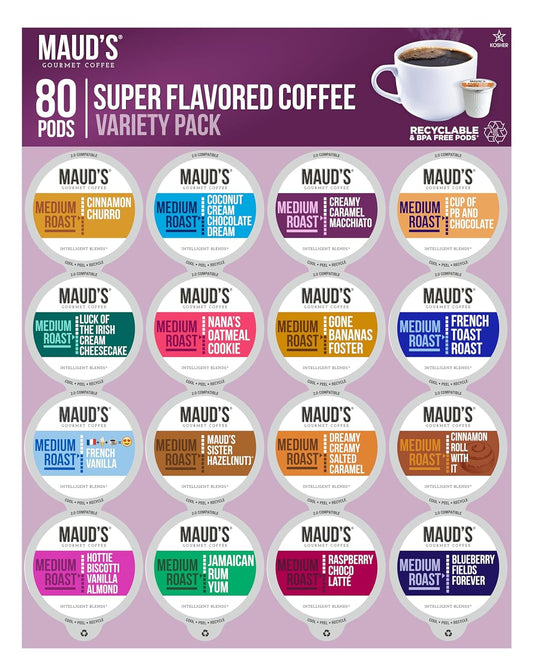 80ct MAUD'S Variety Pack - 16 Flavors -100% Arabica Pods