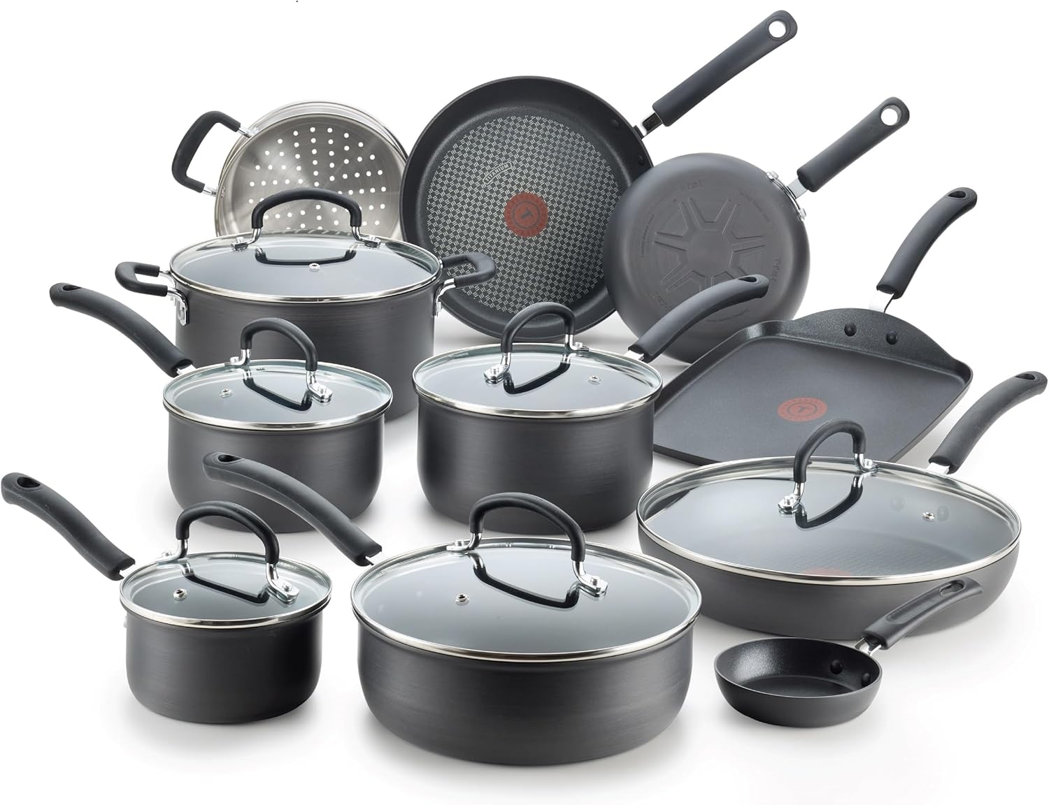 T-fal Ultimate Nonstick Cookware Set: Oven Safe, Dishwasher Safe, 17pc