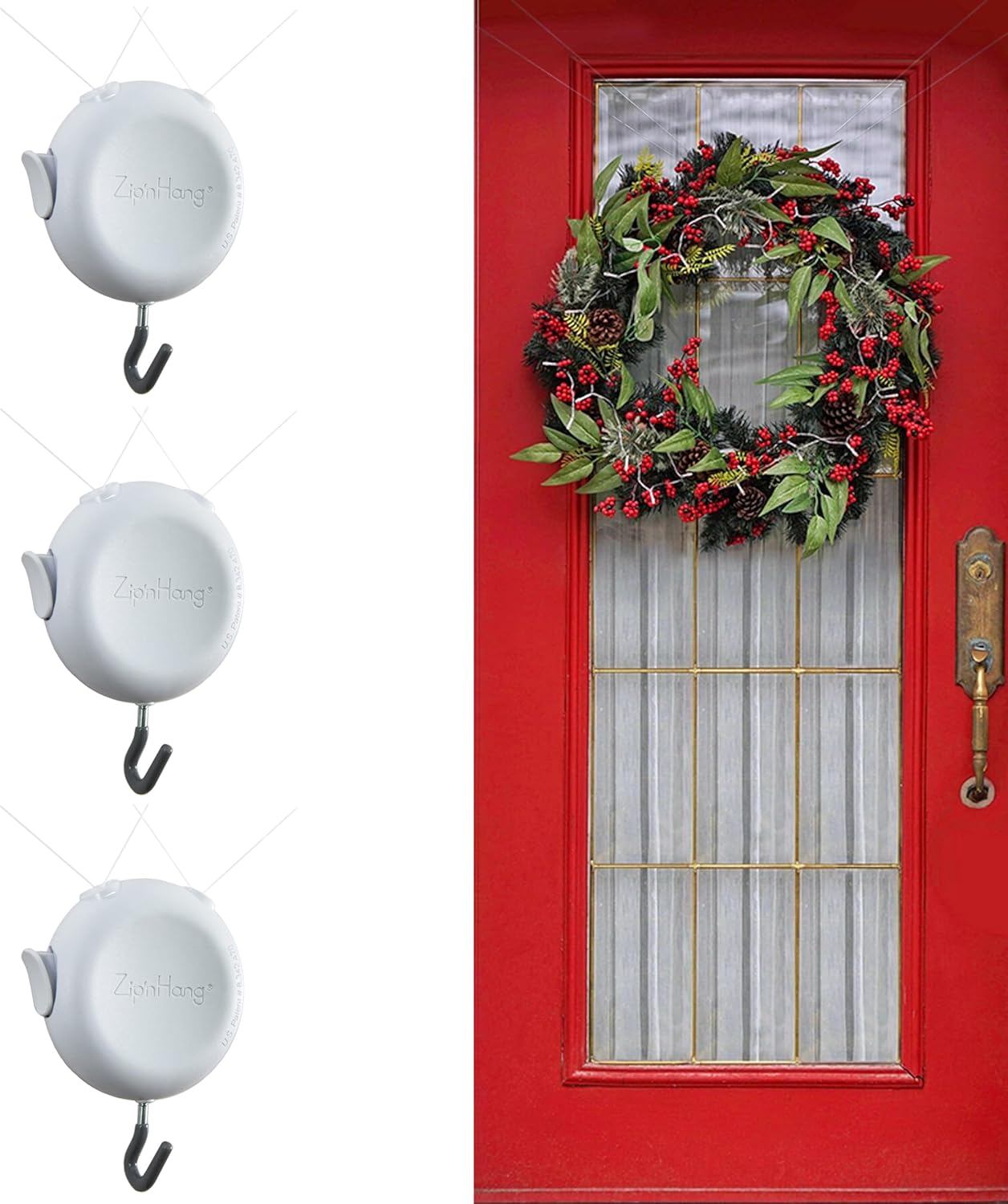 Adjustable Wreath Hanger for Front Door - Damage-Free Solution
