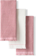 Gridlines Kitchen Towels 3-Pack, Dried Rose 100% Cotton - Absorbent