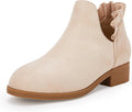 Girls Ruffled Ankle Boots V Cut Out Chunky Low Heel - Dressy