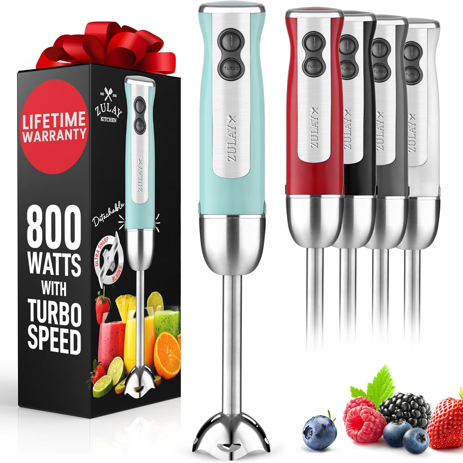 800W Turbo Hand Blender - Effortless Blending - Aqua