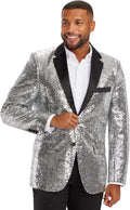 Men's Silver Sequin Blazer for Holiday Parties - Tailored Fit