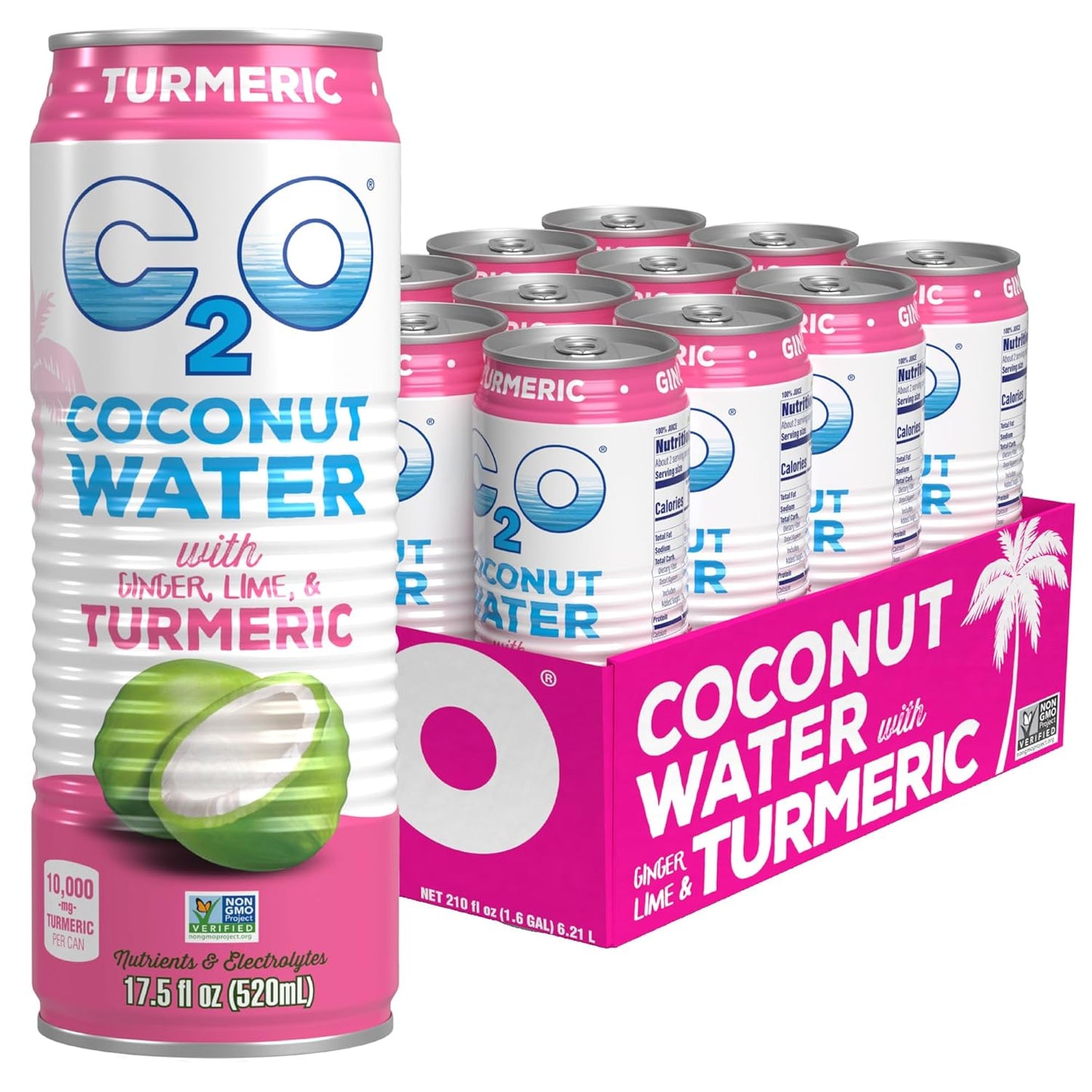Coconut Water with Ginger, Lime, & Turmeric - Refreshing Hydration