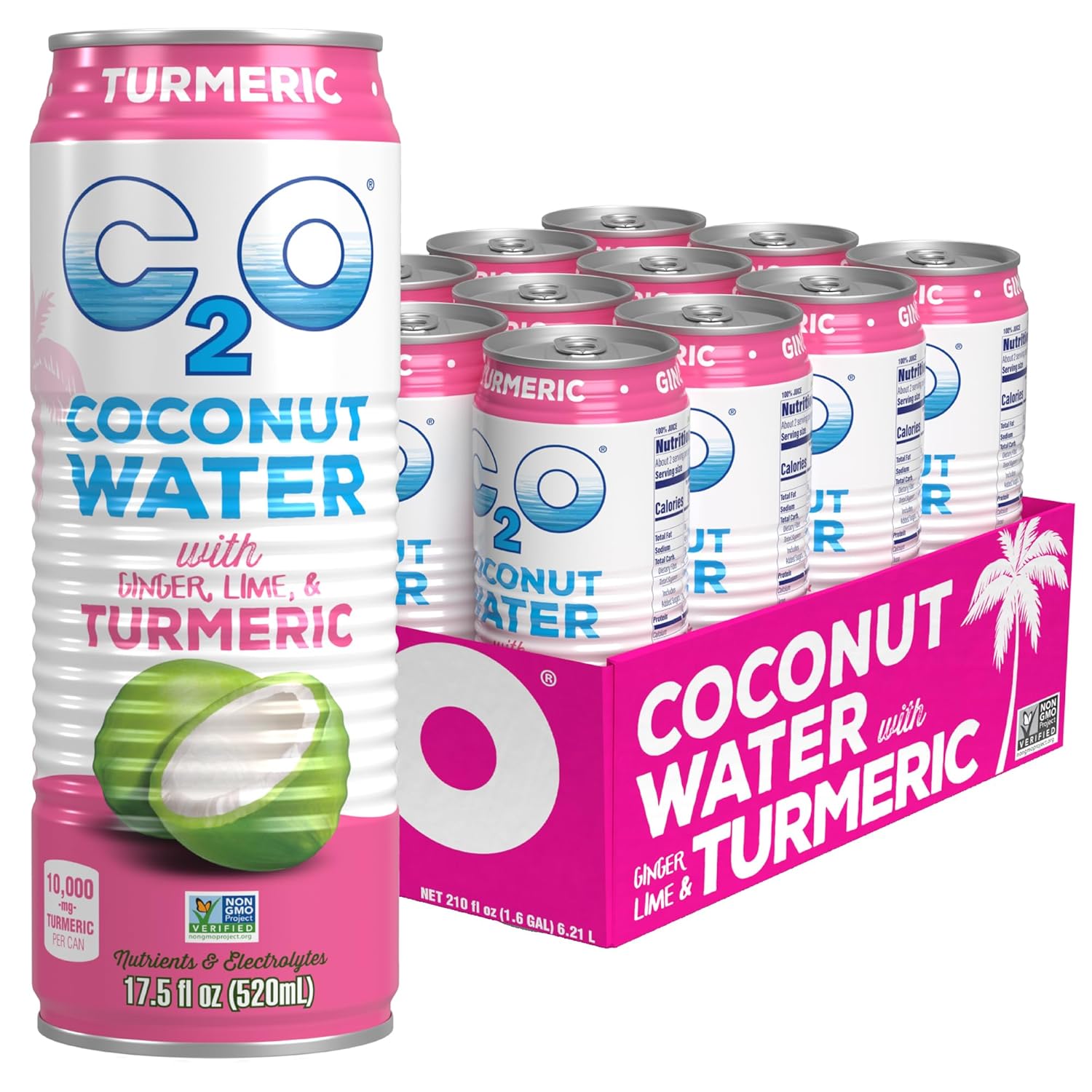 Coconut Water with Ginger, Lime, & Turmeric - Refreshing Hydration