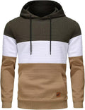 Men's Pullover Plaid Jacquard Hoodie - Casual Warmth & Kanga Pocket