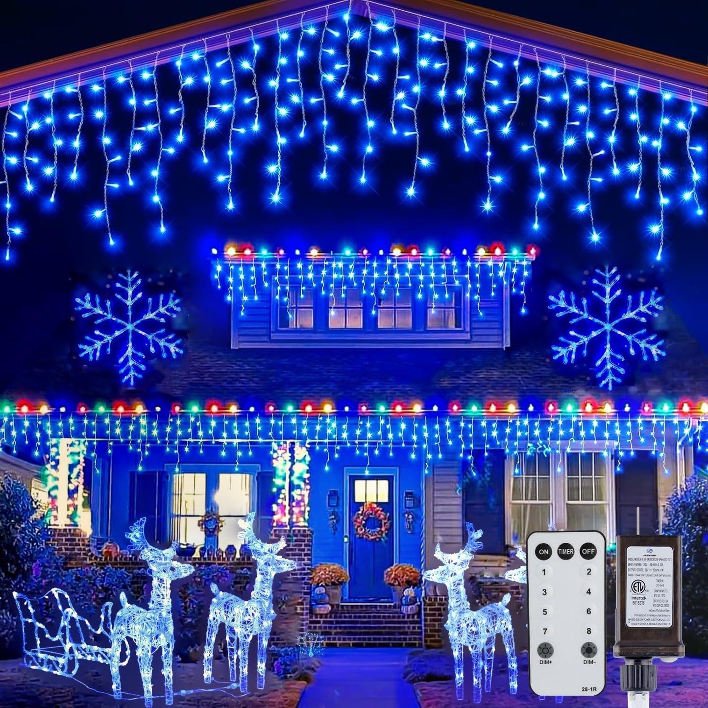 Brightown Blue Icicle Lights for Outdoor Holiday Decor