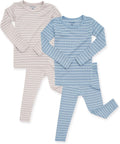 AVAUMA Stripe Pattern Baby Pajama Set - Soft Snug Ribbed Sleepwear