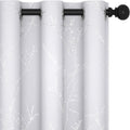 Greyish White Blackout Curtains 42 x 54 in - Silver Branch Print